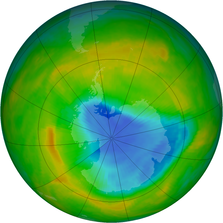 Antarctic ozone map for 20 November 1989